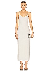 self-portrait Beaded Mesh Maxi Dress in Cream, view 1, click to view large image.