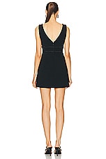 self-portrait Bonded Crepe Mini Dress in Black, view 4, click to view large image.