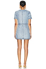 self-portrait Denim Buttoned Mini Dress in Light Blue, view 3, click to view large image.