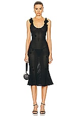 self-portrait Crochet Midi Dress in Black, view 1, click to view large image.