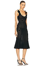 self-portrait Crochet Midi Dress in Black, view 2, click to view large image.