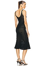 self-portrait Crochet Midi Dress in Black, view 3, click to view large image.