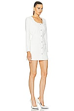 self-portrait Long Sleeve Mini Dress in White, view 2, click to view large image.