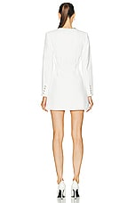 self-portrait Long Sleeve Mini Dress in White, view 3, click to view large image.