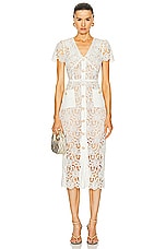 self-portrait Lace Midi Dress in Cream, view 1, click to view large image.