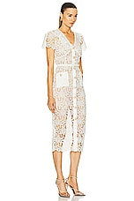 self-portrait Lace Midi Dress in Cream, view 2, click to view large image.