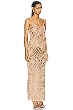 self-portrait Slip Maxi Dress in Gold, view 2, click to view large image.