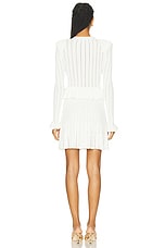 self-portrait Knit Peplum Mini Dress in White, view 3, click to view large image.