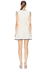 self-portrait Crochet Contrast Trim Mini Dress in Cream, view 3, click to view large image.