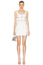 self-portrait Diamante Bow Trim Mini Dress in White, view 1, click to view large image.