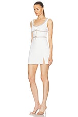 self-portrait Diamante Bow Trim Mini Dress in White, view 3, click to view large image.