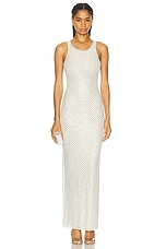 self-portrait Mesh Rhinestone Maxi Dress in Cream, view 1, click to view large image.