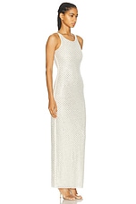 self-portrait Mesh Rhinestone Maxi Dress in Cream, view 2, click to view large image.