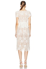 self-portrait Lace Peplum Midi Dress in Cream, view 3, click to view large image.