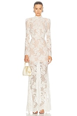 self-portrait Rhinestone Lace Maxi Dress in White, view 1, click to view large image.