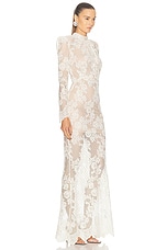 self-portrait Rhinestone Lace Maxi Dress in White, view 2, click to view large image.