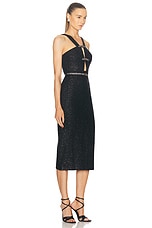 self-portrait Tinsel Boucle Midi Dress in Black, view 2, click to view large image.