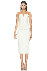 self-portrait Tinsel Boucle Bandeau Midi Dress in Cream, view 1, click to view large image.