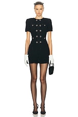 self-portrait Buttoned Knit Mini Dress in Black, view 1, click to view large image.