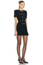 self-portrait Buttoned Knit Mini Dress in Black, view 2, click to view large image.