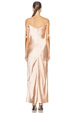 self-portrait Satin Flower Maxi Dress in Beige, view 3, click to view large image.