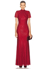 self-portrait Rhinestone Mesh Maxi Dress in Red | FWRD