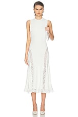 Self-portrait Knit Lace Insert Midi Dress in White - size L