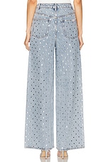 self-portrait Square Rhinestone Wide Leg in Light Blue, view 3, click to view large image.
