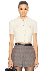 self-portrait Fluffy Knit Top in Cream | FWRD