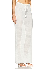 self-portrait Crochet Midi Skirt in White, view 2, click to view large image.