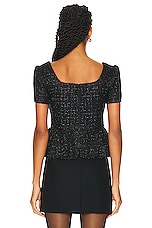 self-portrait Boucle Peplum Top in Black, view 3, click to view large image.