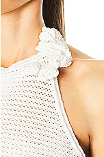 self-portrait Crochet Crop Top in White, view 5, click to view large image.