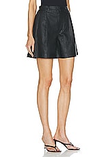 SPRWMN Deep Pleat Trouser Short in Black, view 2, click to view large image.