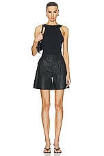 SPRWMN Deep Pleat Trouser Short in Black, view 4, click to view large image.