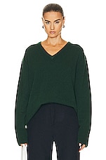 SPRWMN Classic V-neck Sweater in Bottle, view 1, click to view large image.