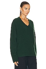 SPRWMN Classic V-neck Sweater in Bottle, view 2, click to view large image.