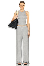 SPRWMN Rib Wide Leg Pant in Heather Grey, view 4, click to view large image.