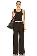 SPRWMN Rib Wide Leg Pant in Americano, view 4, click to view large image.