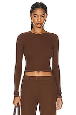 SPRWMN Cropped Long Sleeve Baby Tee in Walnut, view 1, click to view large image.