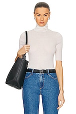 SPRWMN Short Sleeve Turtleneck Top in Chalk, view 1, click to view large image.