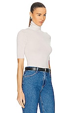 SPRWMN Short Sleeve Turtleneck Top in Chalk, view 2, click to view large image.