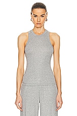 SPRWMN Rib Racer Front Tank Top in Heather Grey, view 1, click to view large image.