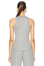SPRWMN Rib Racer Front Tank Top in Heather Grey, view 3, click to view large image.