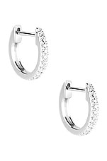 STONE AND STRAND Diamond Pave Huggie Earrings in White Gold & Diamond, view 1, click to view large image.