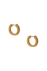 STONE AND STRAND Pave Two Row Diamond Huggie Earrings in Gold & Diamond, view 1, click to view large image.