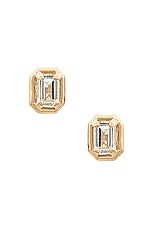 STONE AND STRAND Bonbon Emerald Cut Stud Earrings In 14k Yellow Gold &amp; White Topaz in 14k Yellow Gold & White Topaz, view 1, click to view large image.