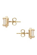 STONE AND STRAND Bonbon Emerald Cut Stud Earrings In 14k Yellow Gold &amp; White Topaz in 14k Yellow Gold & White Topaz, view 3, click to view large image.