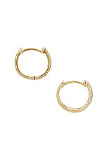 STONE AND STRAND Velvet Rope Pave Second Hole Huggies Earrings in 10k Yellow Gold & White Diamond, view 3, click to view large image.