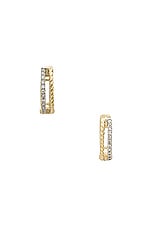 STONE AND STRAND Velvet Rope Pave Second Hole Huggies Earrings in 10k Yellow Gold & White Diamond, view 4, click to view large image.