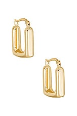 STONE AND STRAND Squared Off Huggie Earrings in 14k Yellow Gold, view 1, click to view large image.